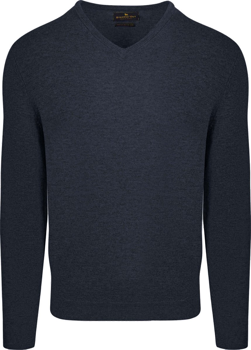 Steppin' Out Pullover V-hals Merinowol Navy - Maat S - Heren - Pullovers