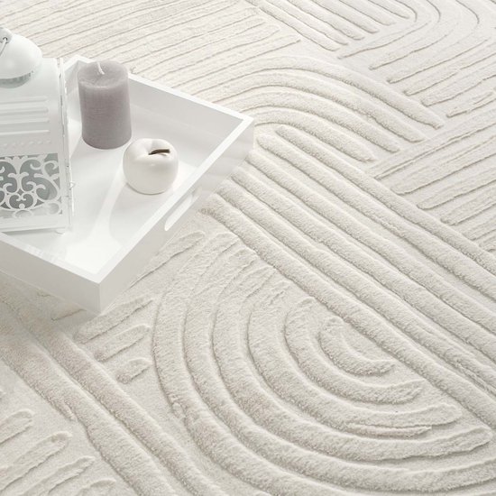 Tapis moelleux - Emily géométrique crème 60x110 cm