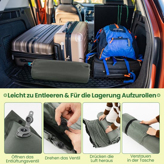 COSTWAY Campingmat, zelfopblazend, 2 personen, campingmat met kussen, ultralicht, waterdicht, luchtmatras, campingmatras, slaapmat voor kamperen, wandelen, strand, reizen van Costway — afbeelding 3