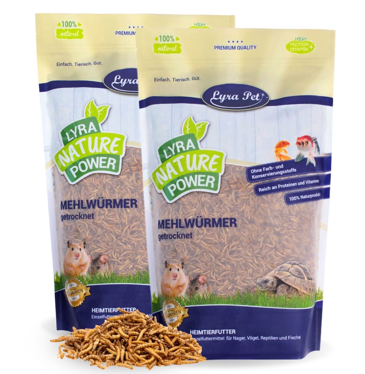 2 x 5 kg Lyra Pet® gedroogde meelwormen