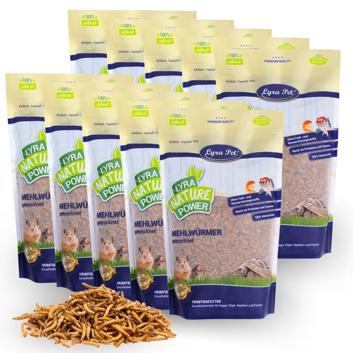 10 x 1 kg Lyra Pet® gedroogde meelwormen