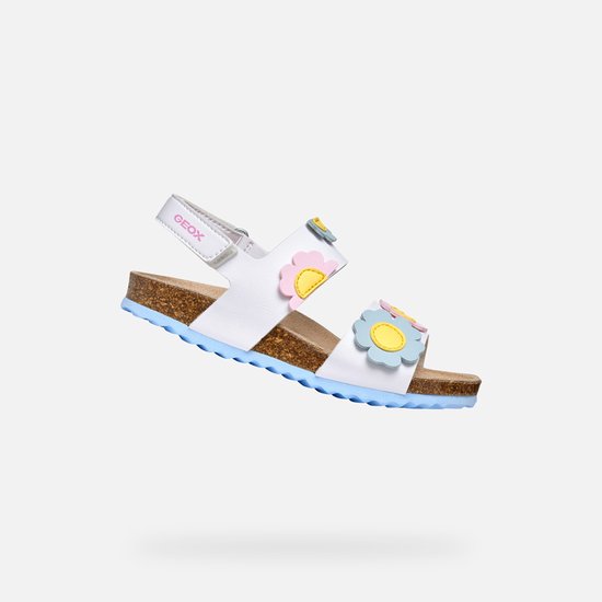 Sandales pour femmes GEOX ADRIEL FILLE - BLANC/BLEU AZUR CLAIR - Taille 28