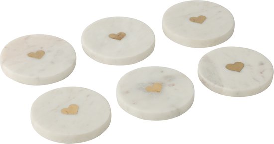 J-Line dessous de verre Marbre - pierre - blanc - set de 6