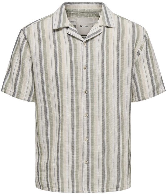 ONLY & SONS ONSTREV LIFE REG STRIPE SS SHIRT NOOS Heren Overhemd - Seagrass Multi Stripe