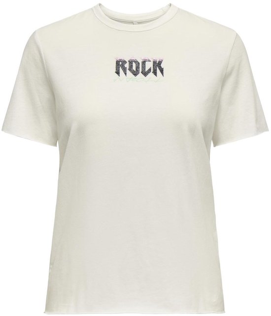 T-shirt femme ONLY ONLLUCY LIFE REG S/ S TOP BOX JRS - Egret Electric Rock