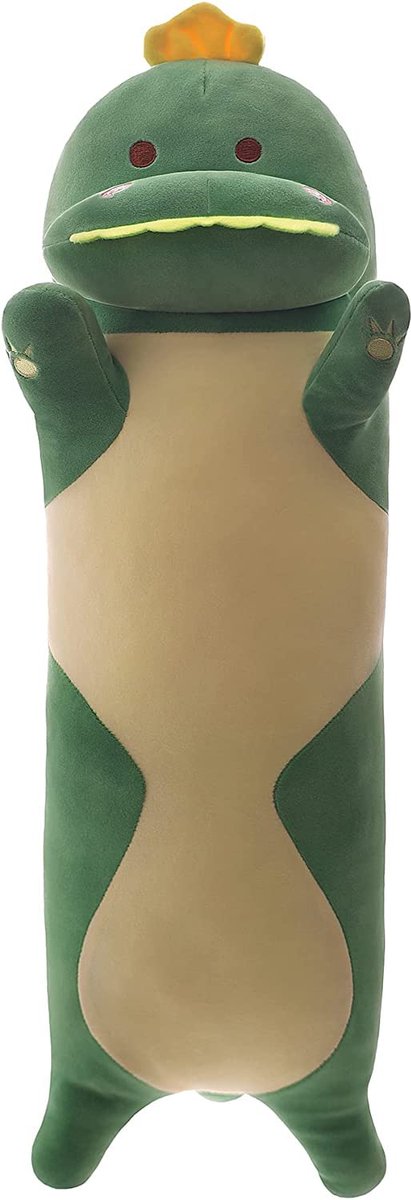 My Ninki ® Knuffelbare Lange Pluche Dinosaurus Kussen voor Slapen en Decoratie, 70 cm, Zacht en Comfortabel