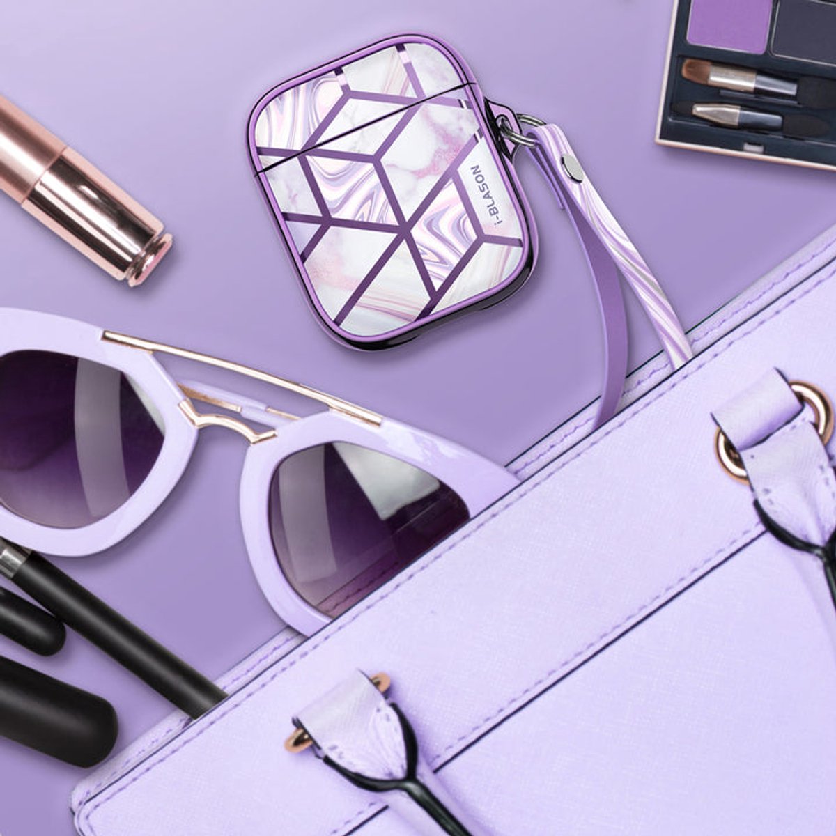 Supcase Cosmo natuursteen hoesje voor AirPods 1 en 2 - paars