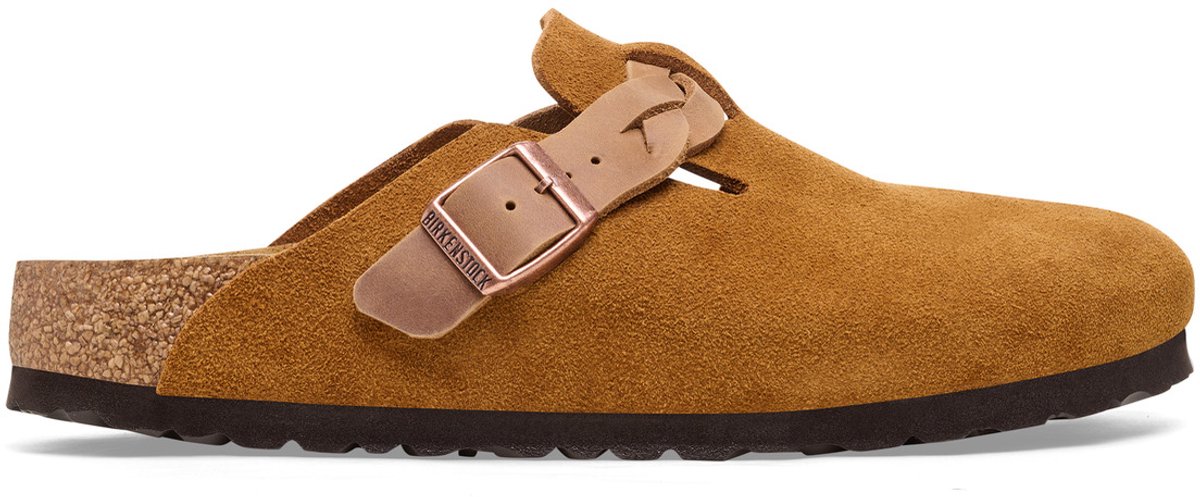 Birkenstock Slipper Boston Braided 1026713 Mink Roestbruin Smal