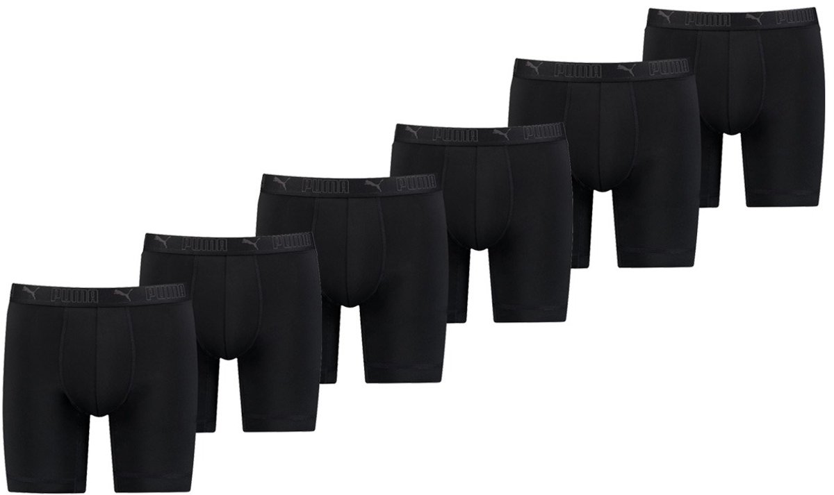 Puma Sport Boxershorts Long 6-pack Microfiber Sneldrogend Heren ondergoed Zwart