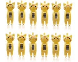 12 stuks kattenvormige zakclips leuke chip clips papieren clips Japanse wasknijpers kleding pennen grappige chip clips voedseltas clip voor snack chips opslag (geel)