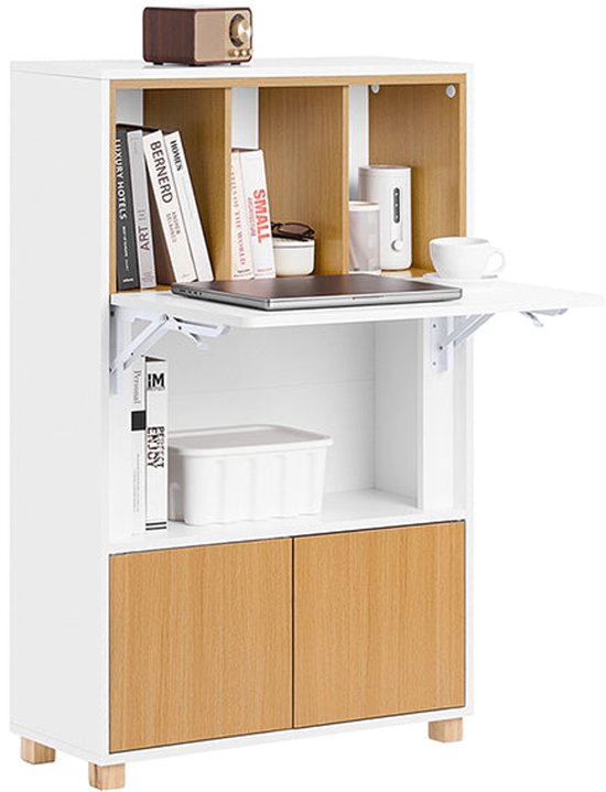 Multifunctioneel bureau - laptop bureau - opvouwbare computertabel - voldoende opslag - 70x108x59cm, gevouwen: 70x108x25cm
