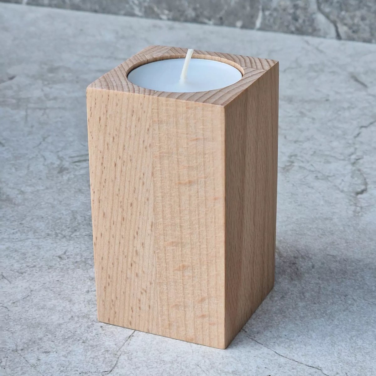 Hocho Beukenhouten Waxinelichthouder 50x50x90 mm – Sfeervolle Decoratie Beige