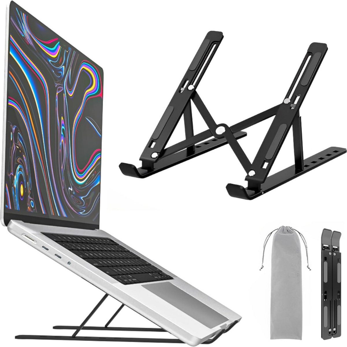 ApexArte® Laptop Standaard - Laptop Stand - Verhoging - Zwart