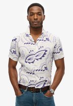 Superdry - Linnen overhemd met open kraag en print - Heren - Shirts