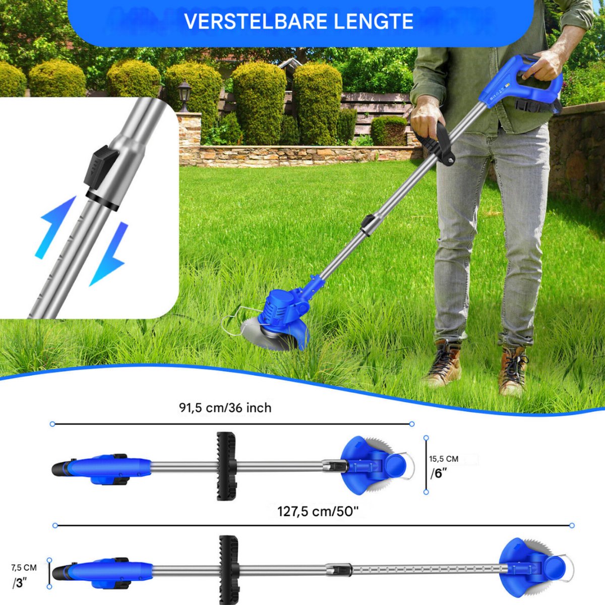 Grastrimmer Deluxe - 21V - Elektrische Draadloze Strimmer - 2x Accu - Grasmaaier - Snoei Cutter Tuingereedschap - Onkruid Heggenschaar – foto 7