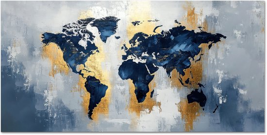 Crédence de Cuisinière en Aluminium 80x40 cm - Carte du monde - Bleu - Abstrait - Écran Pare-éclaboussures pour Plaque de Cuisson - Protection Murale