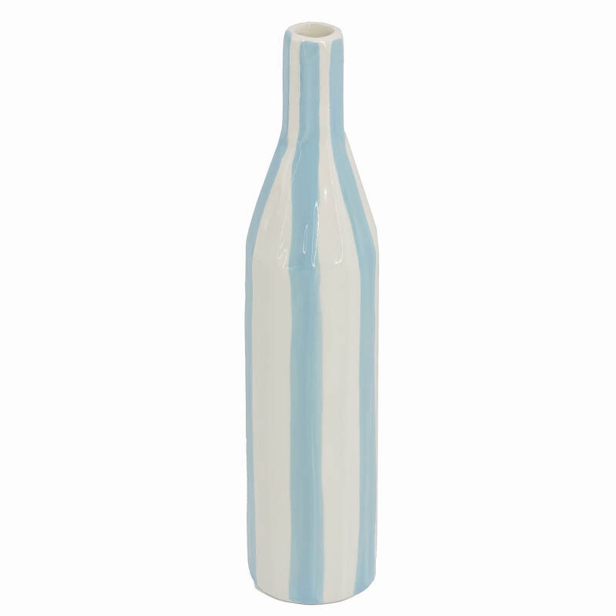 Homebound by Kolony HomeBound by KY | Aardewerk vaas stripe light blue | vaas | 6,2x16,2x28,5cm Blauw