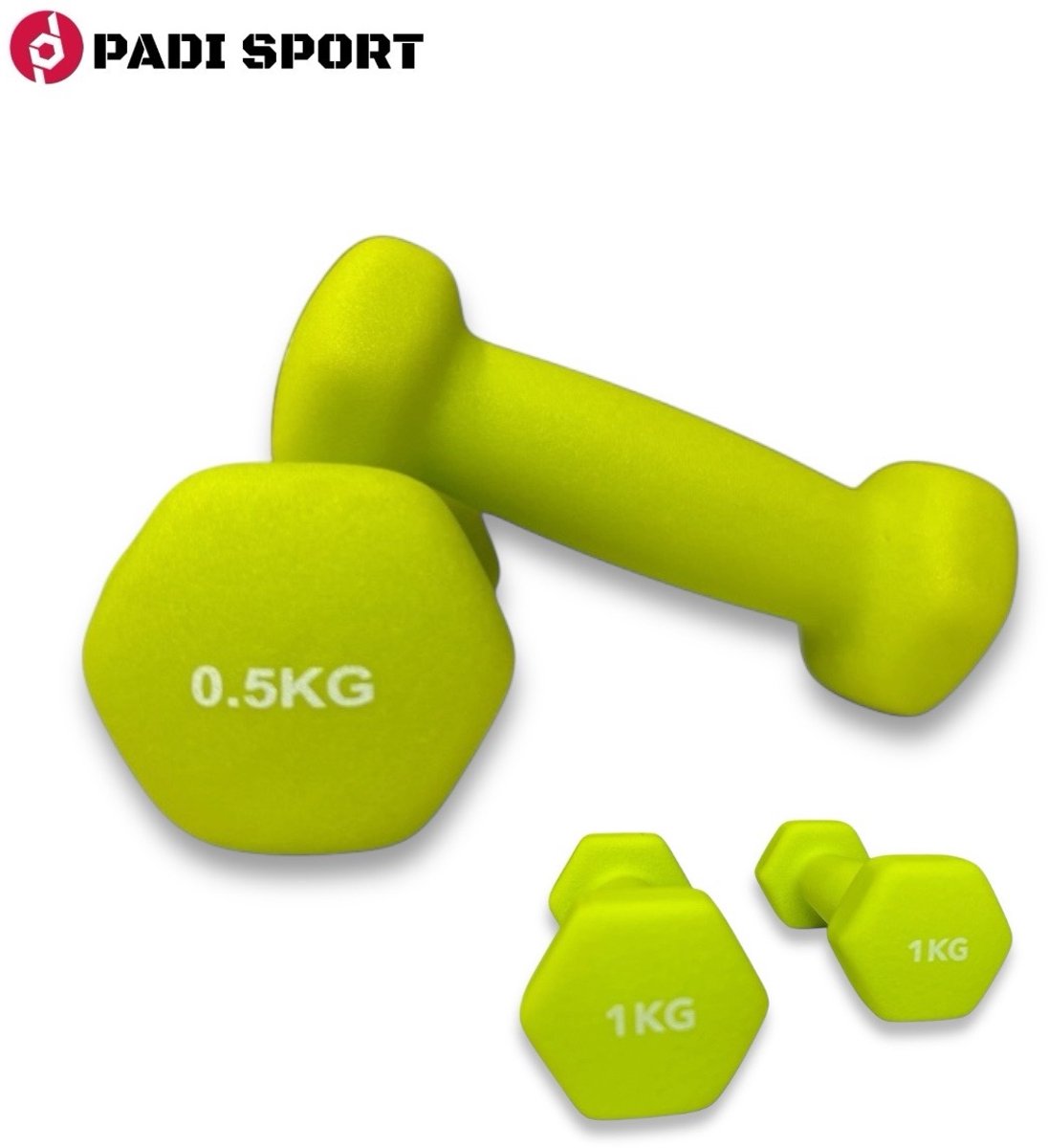 Padisport - Dumbell Neopreen Set 05 En 1 Kg - Gewichten Set Halters - Groen - Gewichten 05 Kg - Dumbellset 1 Kg - Halterset - Gewichtjes 1 Kg - Gewichten Set