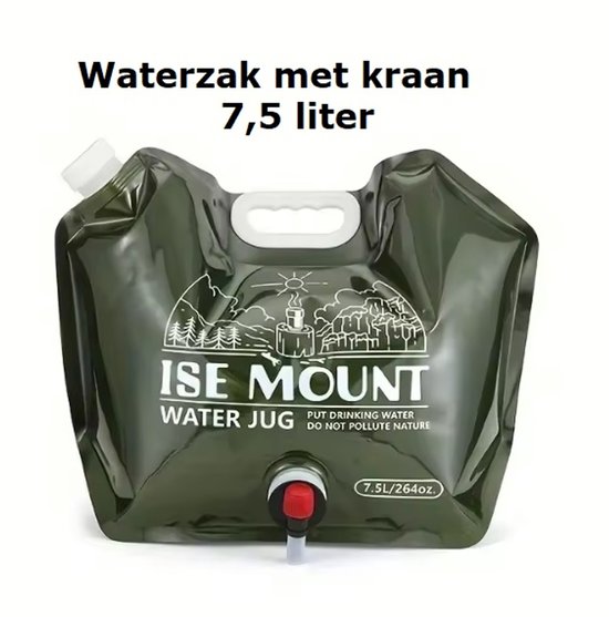 Waterzak draagbaar met kraan – 7,5 Liter - Opvouwbaar - Luxe Water opbergtas - Waterreservoir - Watercontainer - Kamperen - Camping - Tent - Caravan - Noodpakket