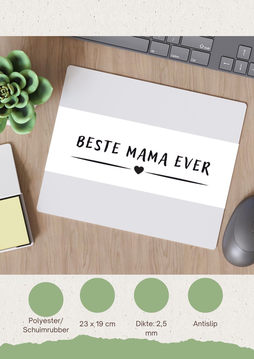 Akyol - beste mama ever Muismat - Moeder - mother - leuk cadeau voor je moeder - 23 bij 19 cm