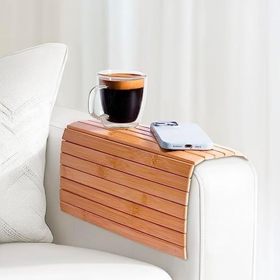 Sofa Armsteun Clip-On Tafelblad Houten Opvouwbare Bank Arm Lade Sofa Tafels TV Tafel Bijzettafels Om Te Eten En Drinken (Kleur: Vierkant