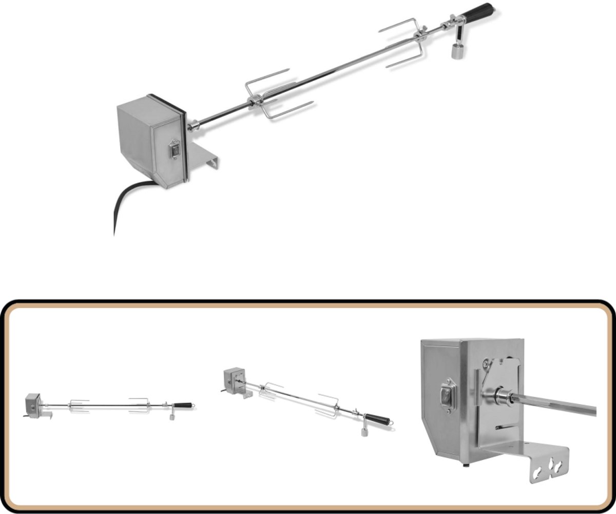 vidaXL BBQ Draaispit met professionele motor staal 900 mm