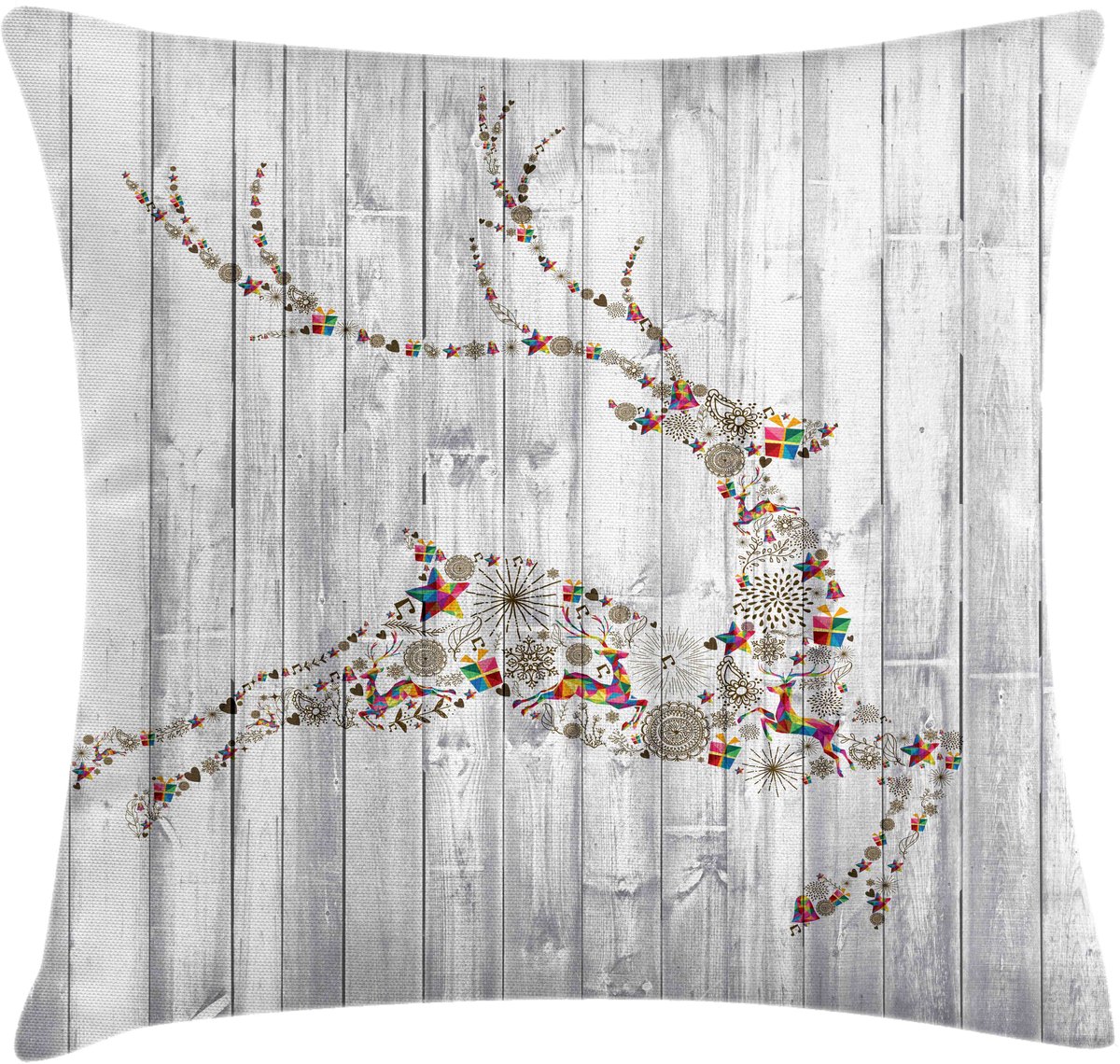 New Bed Hert Kerst Dieren Rustiek Decoratieve Kussenhoes met Rits Dubbelzijdige Print voor Woonkamer Upgrade,46cm x 46cm