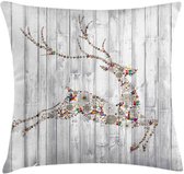 Housse de coussin décorative rustique avec fermeture éclair et imprimé recto verso, Animaux cerf de Noël , pour un salon plus moderne, 46 x 46 cm