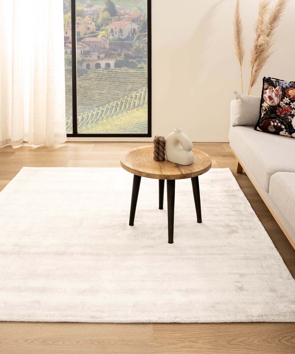 Viscose vloerkleed vierkant - Glamour wit 250x250 cm