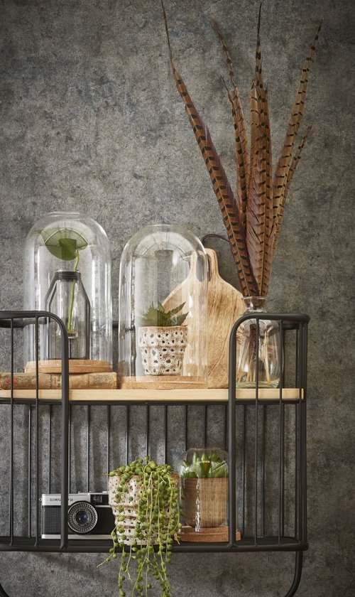 Mica Decorations Hella Glazen Stolp - H23 x Ø17 cm - Transparant, Lichtbruin