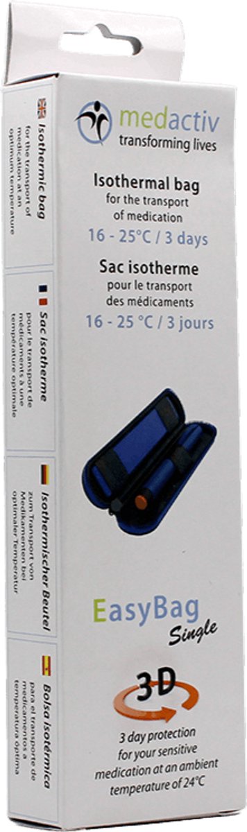 EasyBag Single Insuline Koeltas (16-25°C) - Houdt 1 Pen 3 Dagen Gekoeld - Zonder Elektriciteit - Ideaal voor Diabetes en Epipen van Frio — afbeelding 3