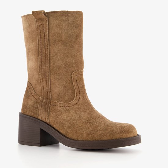 Harper suede dames laarzen met hak bruin - Maat 40 - Echt leer