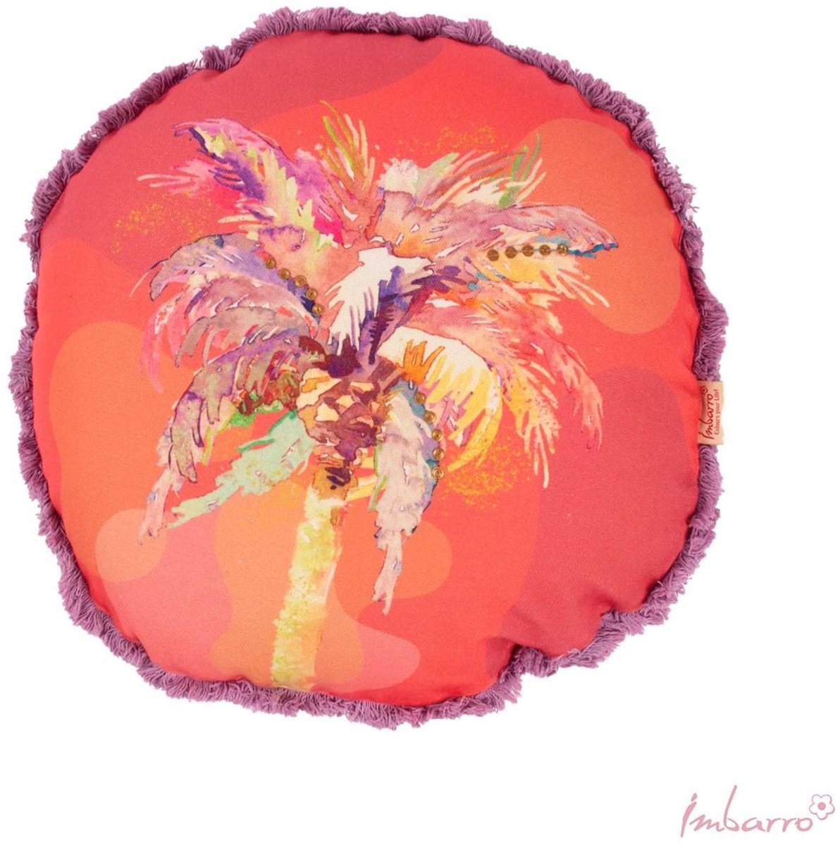 Imbarro Kussen - Sierkussen - Palmtree - Binnenkussen - Buitenkussen - P.E.T. - Rond 40cm Oranje