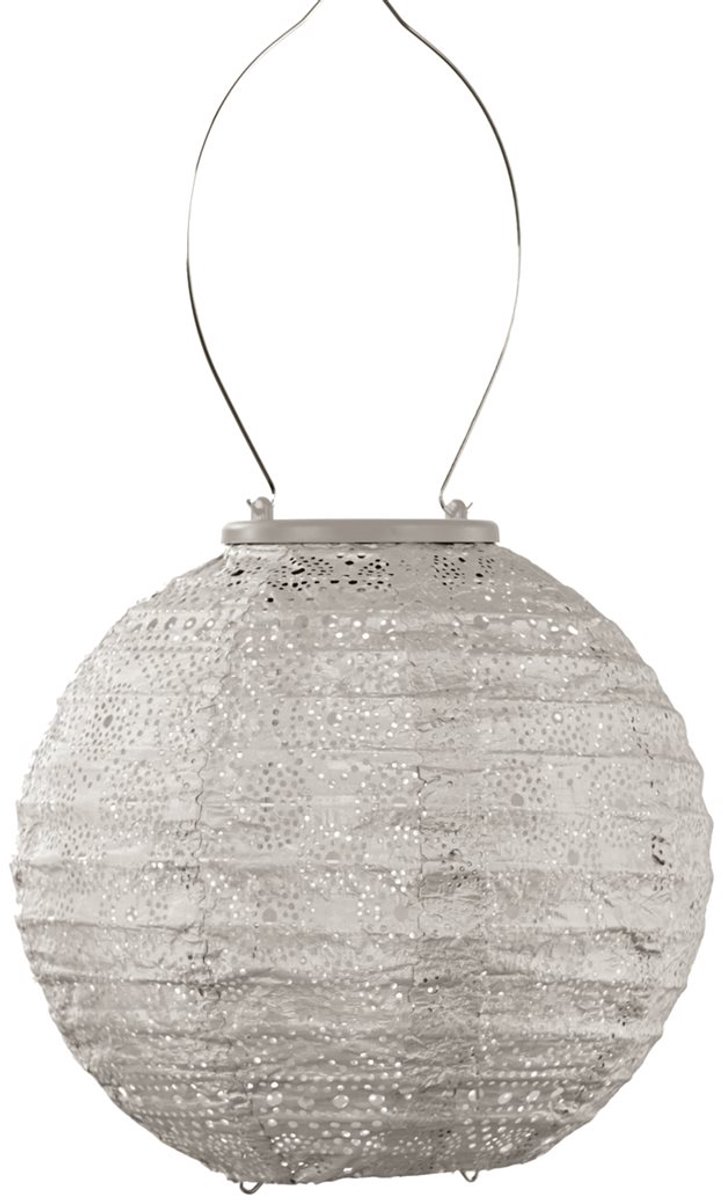 Lumiz Solar Buitenlamp - Buitenverlichting - Lampion - Solar Tuinverlichting - Spectare Rond - 20 cm - Licht Taupe