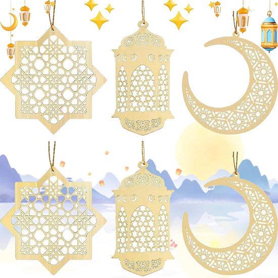 Houten Decoratiehangers voor Eid Mubarak