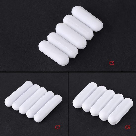 PTFE Flea Lab High Lubrication Type-C Magnetic Stirring Rod 5 Piece Magnetic Mixer White Color Max 250℃ No Adhesion for Magnetic Mixer(C5*15mm