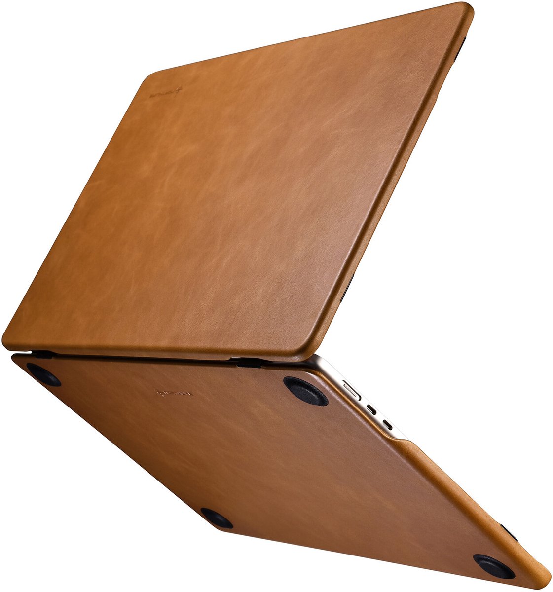 NorthLife Geschikt voor MacBook Air 15 inch (2023-2026) Leren cover hoes - case - Cognac