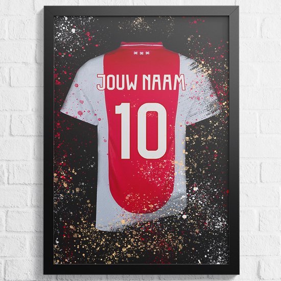 Amsterdam Poster Voetbal Shirt A2+ Formaat 43,2 x 61 cm (Posters gepersonaliseerd met eigen naam en nummer) - Voetbal Cadeau