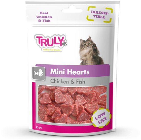 Truly Cat Snacks Mini Hearts Kip & Vis - 20 x 50 gr - Voordeelverpakking