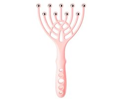 Hoofdhuid Massager Met 9 Metalen Massageballen I Hoofdmassage Spin I Hoofdhuidmassager I Verminderd Stres I Siliconen & RVS I Roze