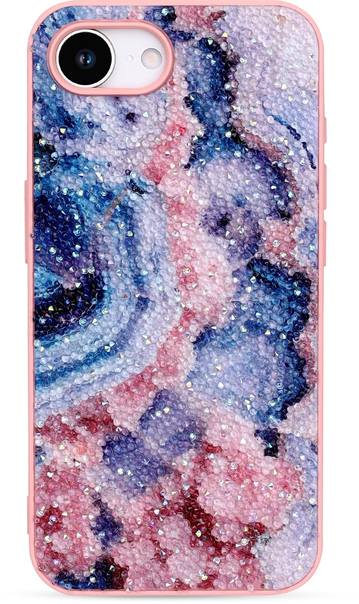 Casemania Hoesje Geschikt voor Apple iPhone 16e - Nova - Marmer Diamant Glitter Back Cover