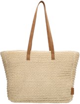 Beagles Strandtas Natural Life - Rieten Shopper met Ritssluiting - 35x46x12 cm - Licht natuur