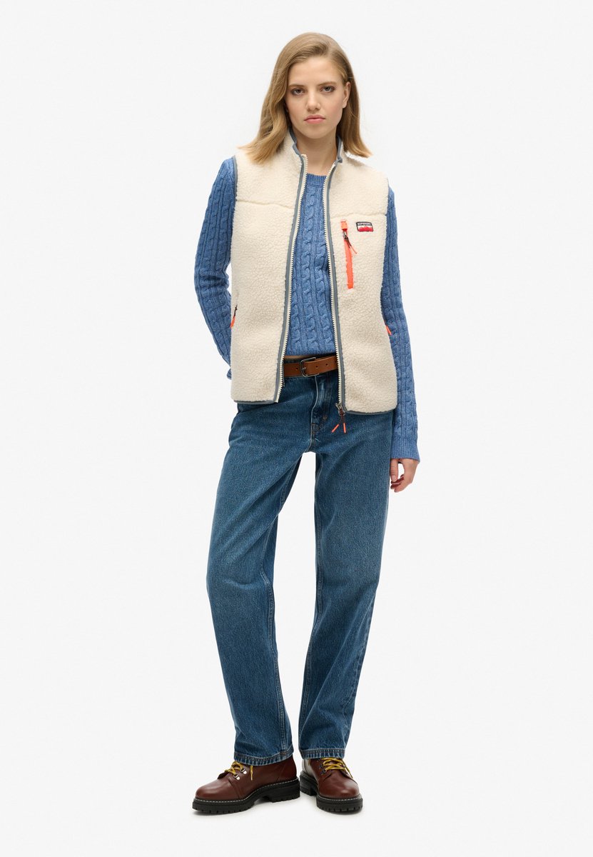 Superdry Outdoor bodywarmer van fleece Dames Gilets Creme