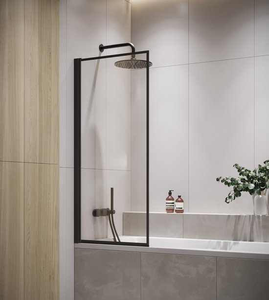 Pare-baignoire Meda 60 x 140cm - Pare-baignoire pivotant noir