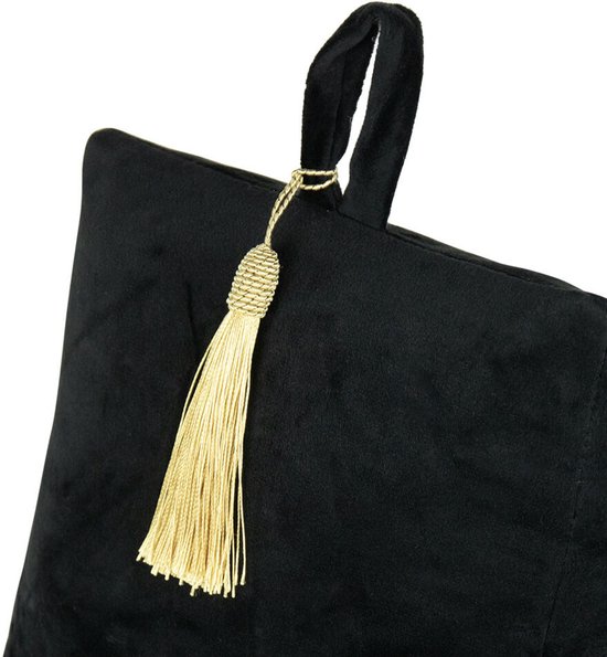 Butoir de porte Mars & More - 3x - velours - couleur noire - 17 x 10 x 18 cm - pour portes intérieures