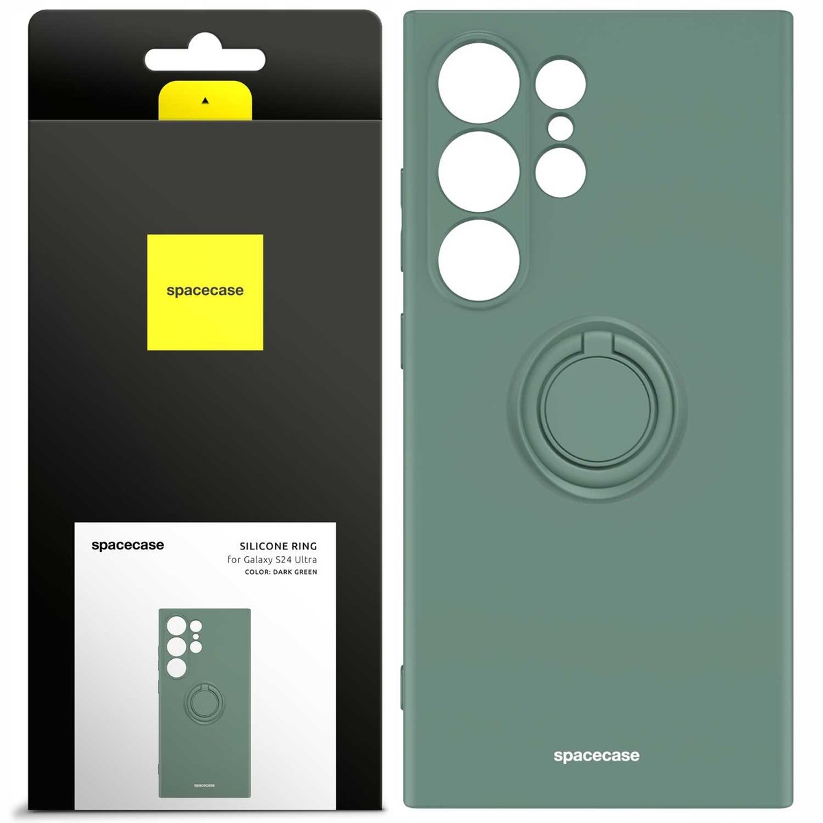 Spacecase Siliconen Case Ring Voor Samsung Galaxy S24 Ultra Donkergroen