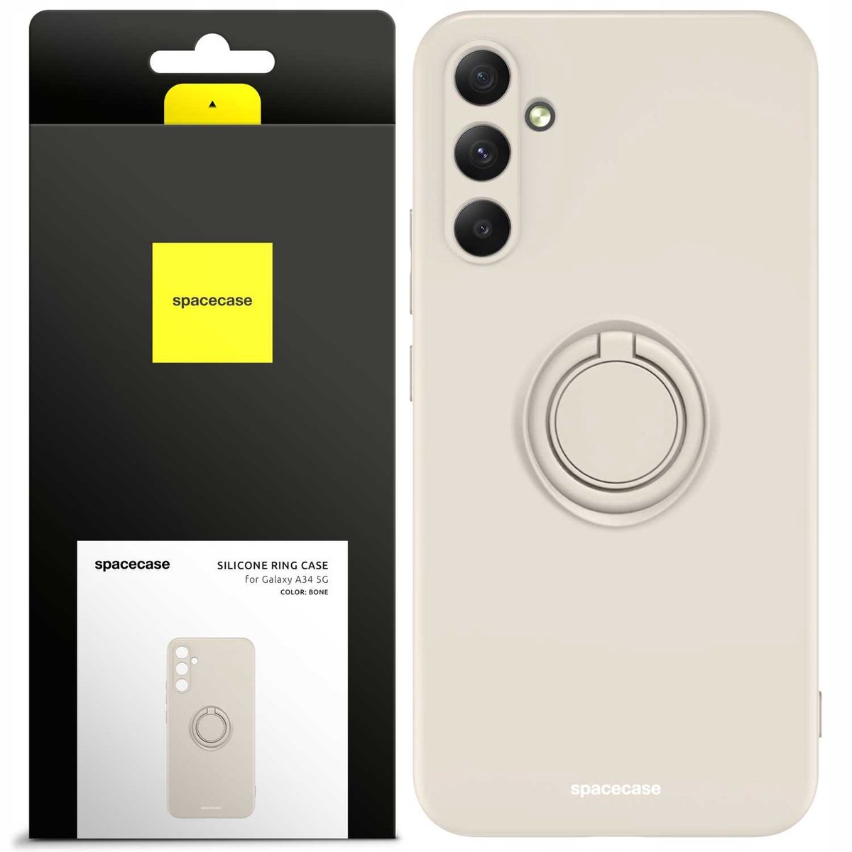 Spacecase Siliconen Case Ring Voor Samsung Galaxy A34 5G Bone Cover