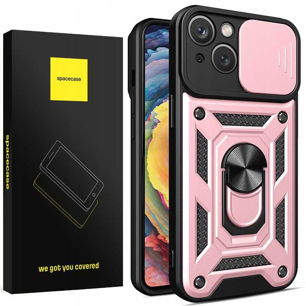 Spacecase Case Hoesje Voor Iphone 15 Plus Camring Roze