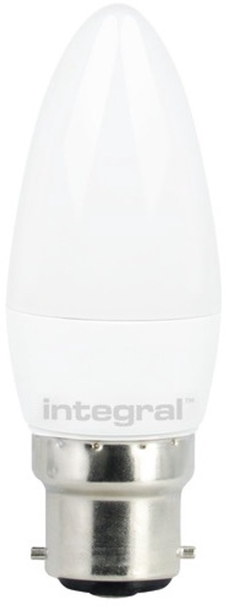 Integral LED kaarslamp B22d 3.4W 250lm 2700K Mat Niet-Dimbaar | B22d / Ba22d (Ø2,2cm) | Extra Warm Wit | 3.4 watt | 15.000 Branduren