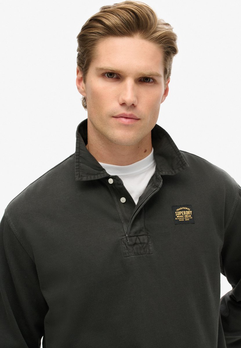 Superdry Rugbyshirt met lange mouwen en contrasterend stiksel Heren Tops Zwart